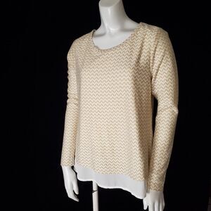 Society Girl White & Gold Chevron Blouse (S)